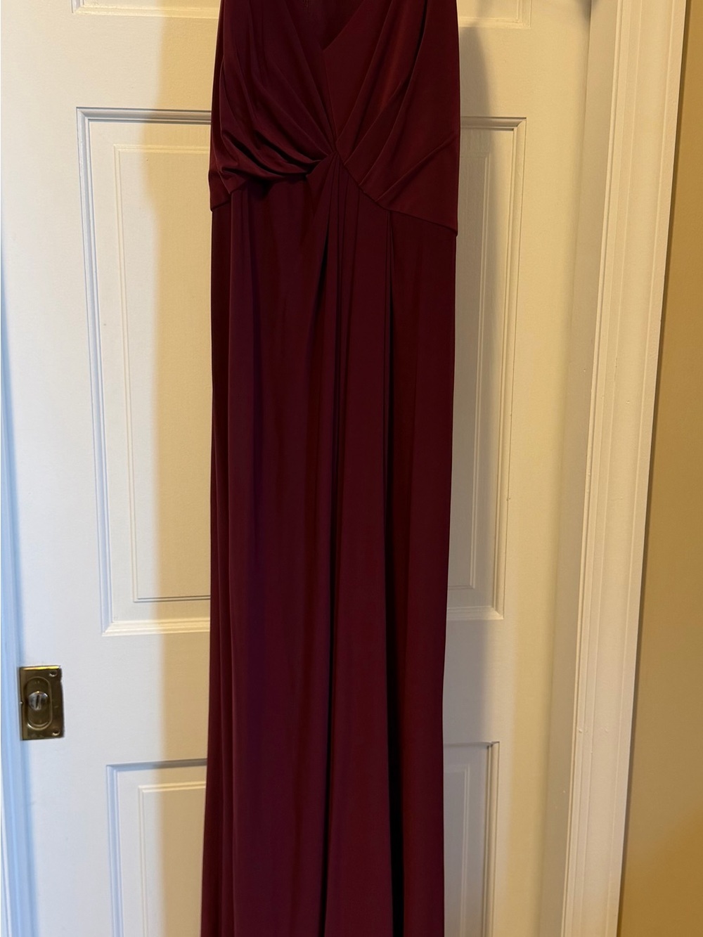 V-Neck Floor-Length Burgundy Evening Gown